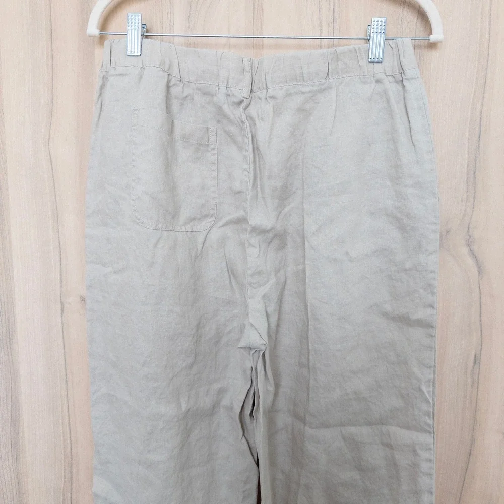 Quince Womens 100% Linen Pants M Beige Relaxed Straight Leg Coastal Minimalist
